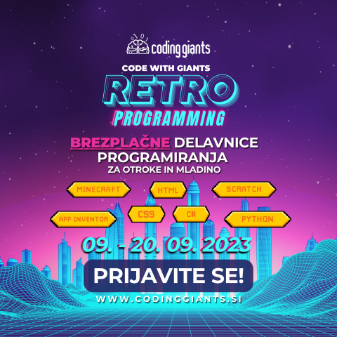 Code with Giants brezplačne delavnice programiranja Brezplačne delavnice programiranja za otroke in mladino 7-19 let